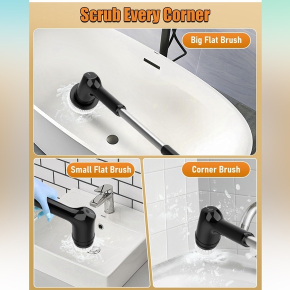 Electric Spin Scrubber Cleaning Brush Black Shower Power Scrubber Bathroom OW - Picture 4 of 8